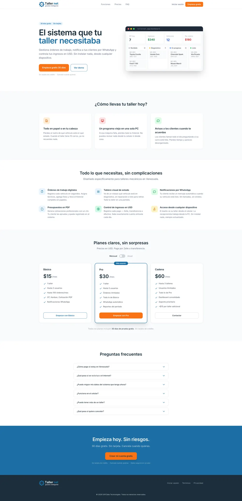 Taller.net — SaaS de gestión para talleres mecánicos en Latinoamérica.